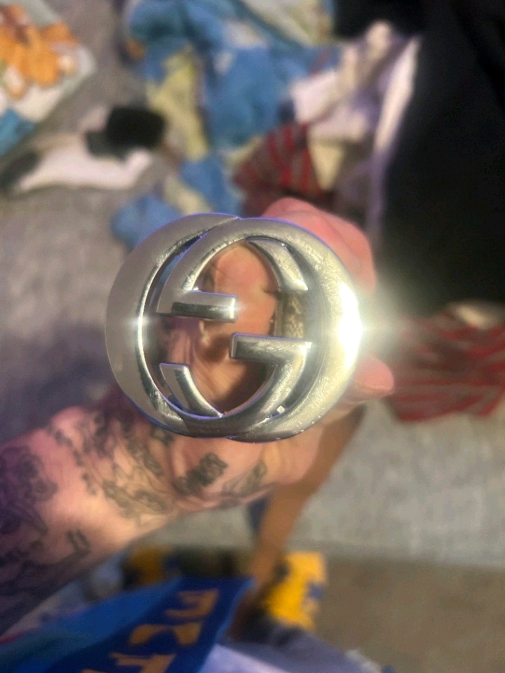 Gucci Beige Monogram Canvas Leather Belt